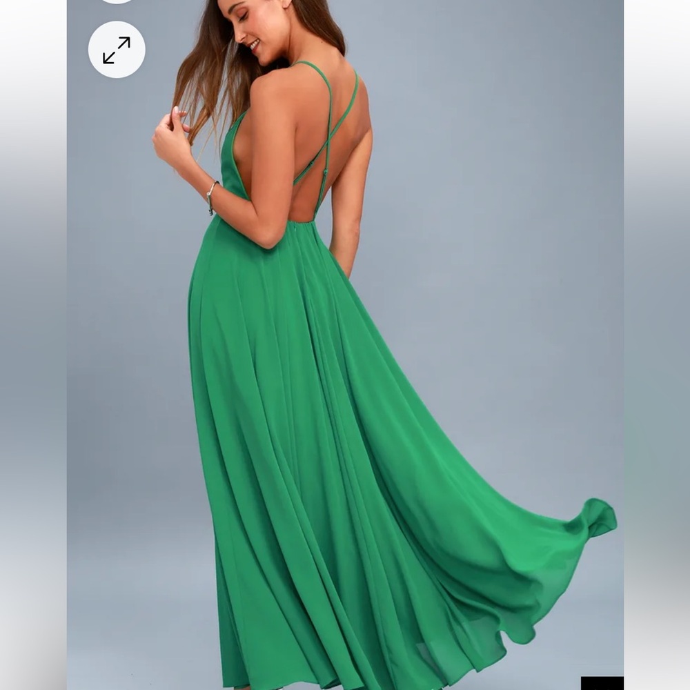 Lulus Mythical Kind of Love Green Maxi Dress small open back